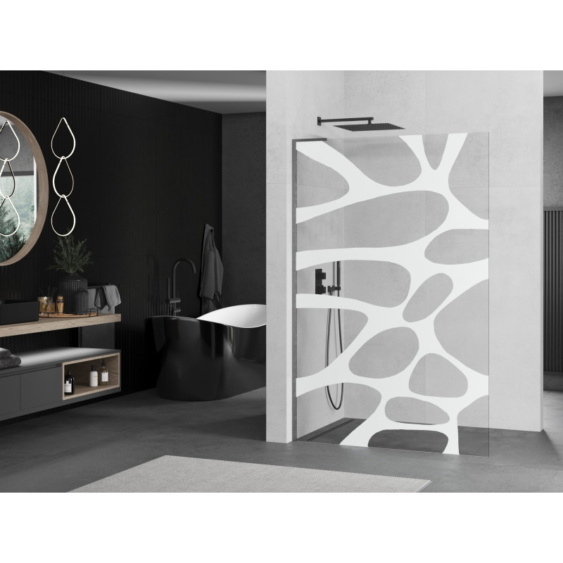Mexen Kioto L paroi de douche Walk-in 90 x 200 cm, vague blanche, gris canon brossé - 800-090-103-66-97
