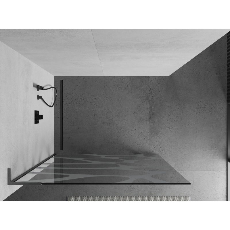 Mexen Kioto L paroi de douche Walk-in 80 x 200 cm, vague blanche, gun gray brossé - 800-080-103-66-97