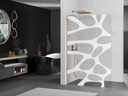 Mexen Kioto L paroi de douche Walk-in 70 x 200 cm, motif blanc, cuivre brossé - 800-070-103-65-97