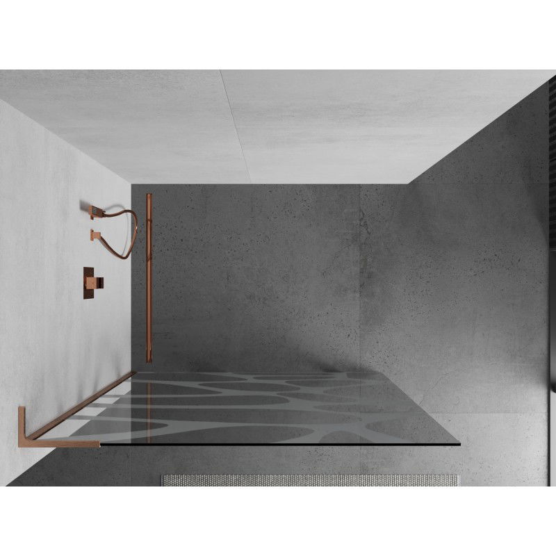 Mexen Kioto L paroi de douche Walk-in 70 x 200 cm, vague blanche, cuivre brossé - 800-070-103-65-97