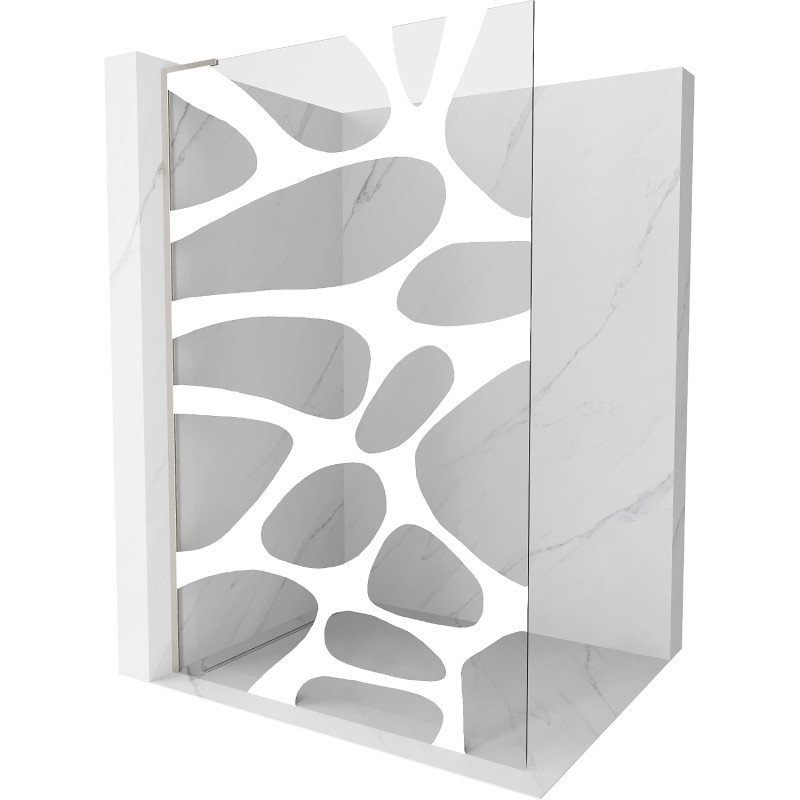 Mexen Kioto L paroi de douche Walk-in 100 x 200 cm, vague blanche, nickel brossé - 800-100-103-97-97
