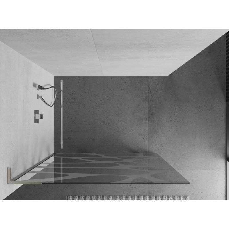 Mexen Kioto L paroi de douche Walk-in 100 x 200 cm, vague blanche, nickel brossé - 800-100-103-97-97