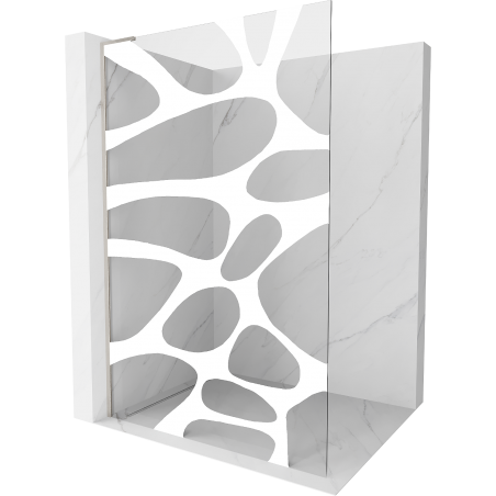 Mexen Kioto L paroi de douche Walk-in 80 x 200 cm, motif blanc, nickel brossé - 800-080-103-97-97