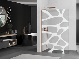 Mexen Kioto L paroi de douche Walk-in 70 x 200 cm, motif blanc, or rose - 800-070-103-60-97