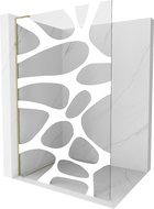 Mexen Kioto L paroi de douche Walk-in 100 x 200 cm, motif blanc, dorée - 800-100-103-50-97