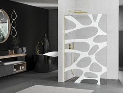 Mexen Kioto L paroi de douche Walk-in 100 x 200 cm, motif blanc, dorée - 800-100-103-50-97