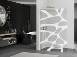 Mexen Kioto L paroi de douche Walk-in 120 x 200 cm, vague blanche, or brossé - 800-120-103-55-97