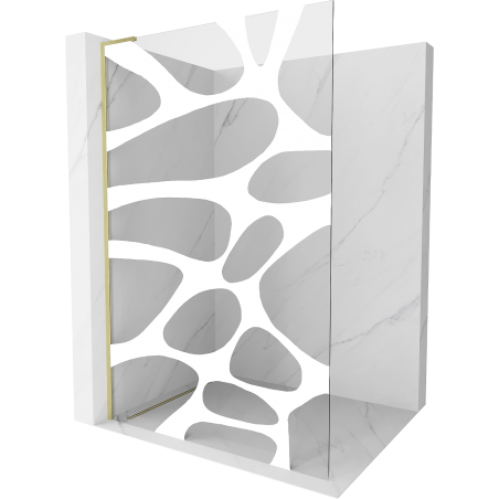 Mexen Kioto L paroi de douche Walk-in 70 x 200 cm, motif blanc, doré brossé - 800-070-103-55-97
