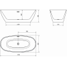 Baignoire freestanding Mexen Eris 170 x 80 cm, blanche, trop plein gun gray brossé - 53441708000-66