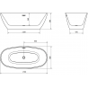 Baignoire libre Mexen Eris 170 x 80 cm, noire, trop-plein en or brossé - 53441708070-55