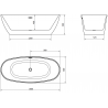 Baignoire Mexen Eris autonome 180 x 80 cm, blanche, évacuation en or brossé - 53441808000-55