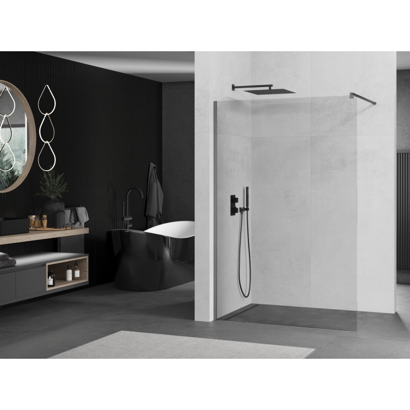 Mexen Kioto paroi de douche Walk-in 75 x 200 cm, transparent 8 mm, acier canon - 800-075-101-95-00