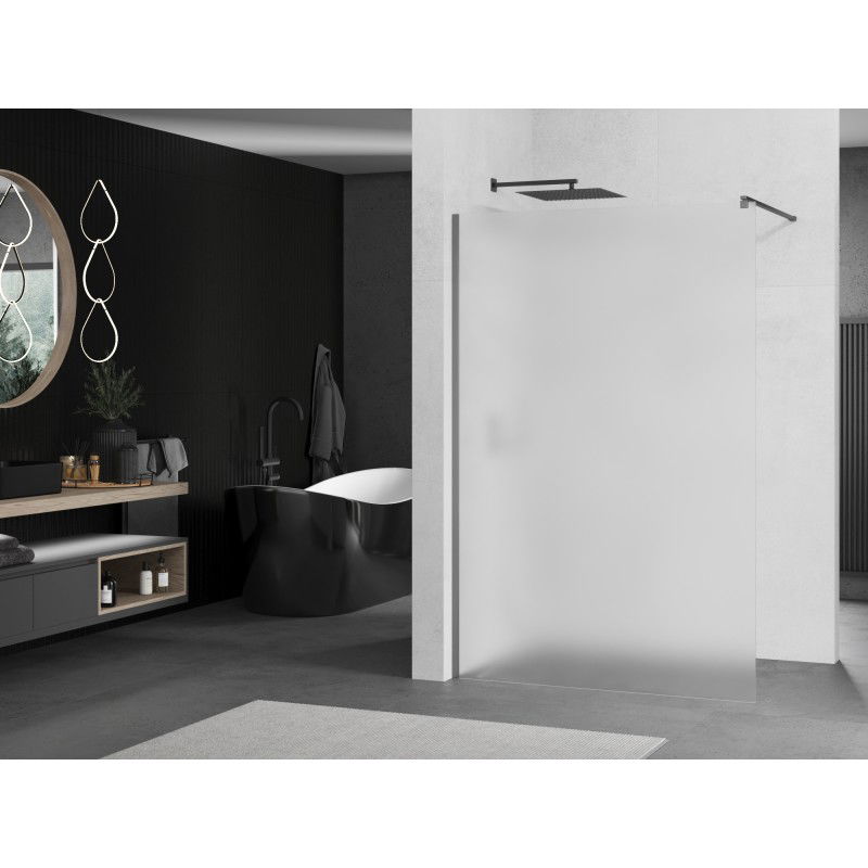 Mexen Kioto paroi de douche Walk-in 100 x 200 cm, givré 8 mm, gun metal - 800-100-101-95-30