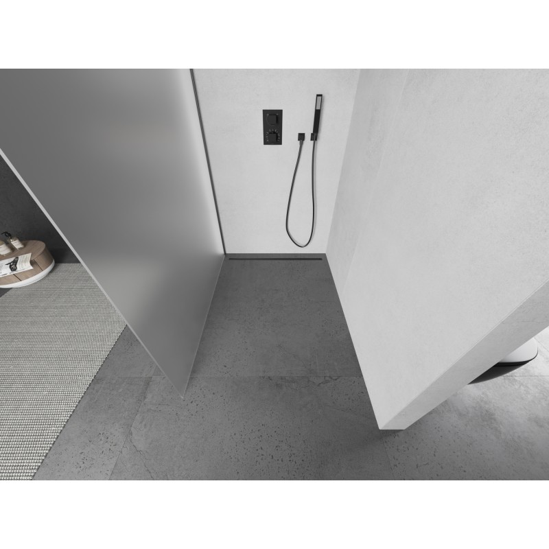 Mexen Kioto Paroi de douche Walk-in 140 x 200 cm, dépoli 8 mm, métal gun - 800-140-101-95-30