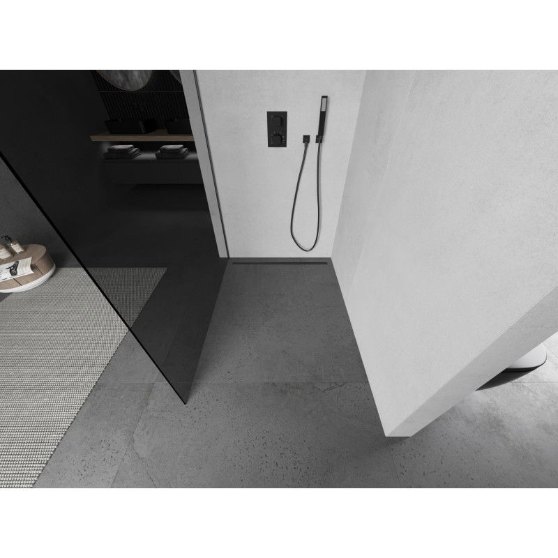 Mexen Kioto paroi de douche Walk-in 70 x 200 cm, graphite 8 mm, métal canon - 800-070-101-95-40