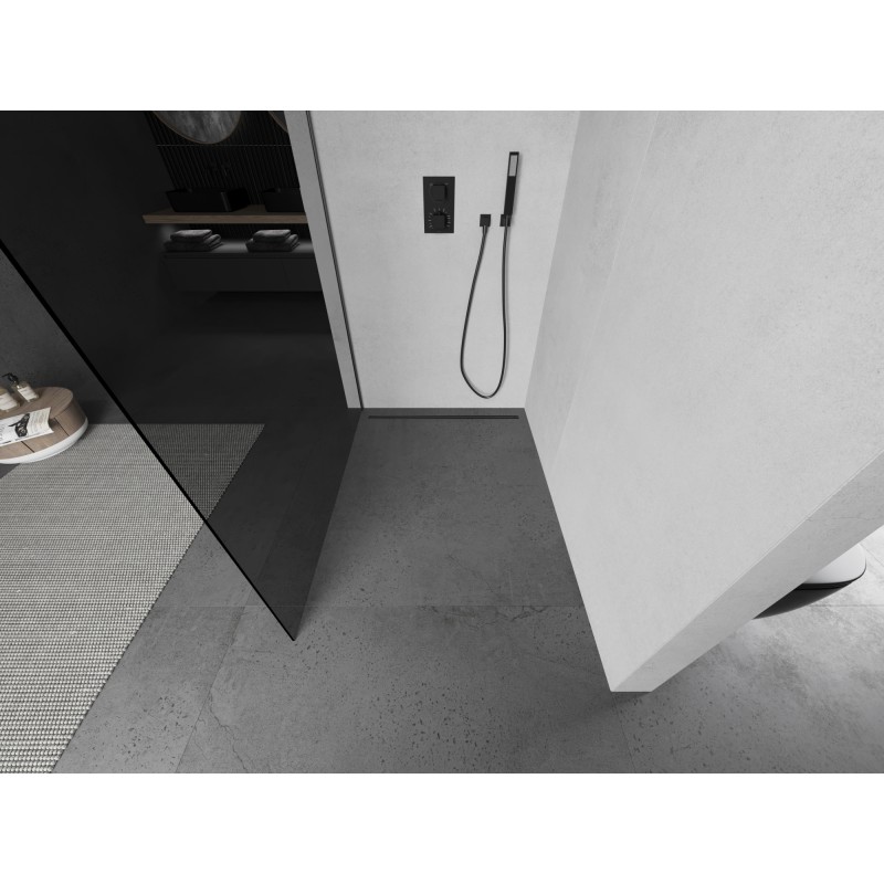 Mexen Kioto paroi de douche Walk-in 100 x 200 cm, graphite 8 mm, gun metal - 800-100-101-95-40