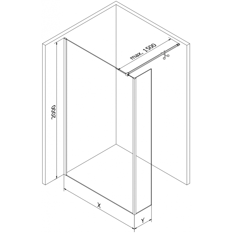 Mexen Kioto paroi de douche Walk-in 180 x 30 cm, transparent, or rose - 800-180-212-60-00-030