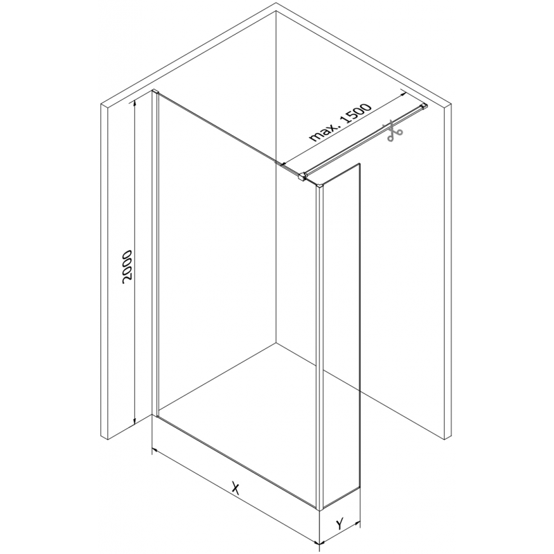 Mexen Kioto paroi de douche Walk-in 125 x 40 cm, transparent, or rose - 800-125-212-60-00-040