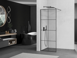 Mexen Kioto paroi de douche Walk-in 80 x 200 cm, grille noire 8 mm, acier poudré - 800-080-101-95-77