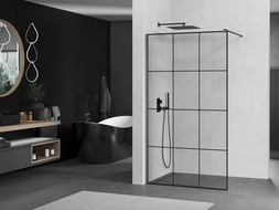 Mexen Kioto paroi de douche Walk-in 110 x 200 cm, motif noir 8 mm, gun metal - 800-110-101-95-77