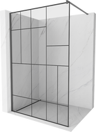 Mexen Kioto paroi de douche Walk-in 80 x 200 cm, motif noir 8 mm, métal gun - 800-080-101-95-78