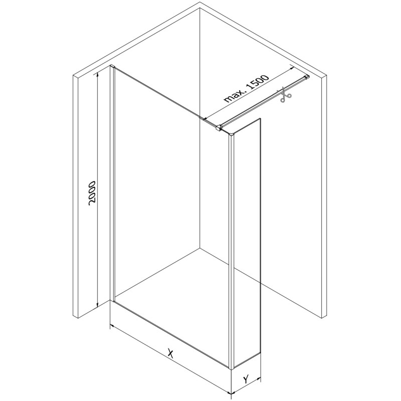 Mexen Kioto paroi de douche Walk-in 100 x 40 cm, transparent, cuivre brossé - 800-100-212-65-00-040