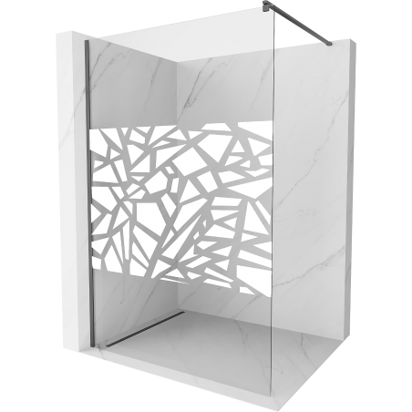 Mexen Kioto paroi de douche Walk-in 100 x 200 cm, motif blanc 8 mm, gun metal - 800-100-101-95-85