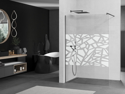 Mexen Kioto paroi de douche Walk-in 140 x 200 cm, motif blanc 8 mm, gun metal - 800-140-101-95-85