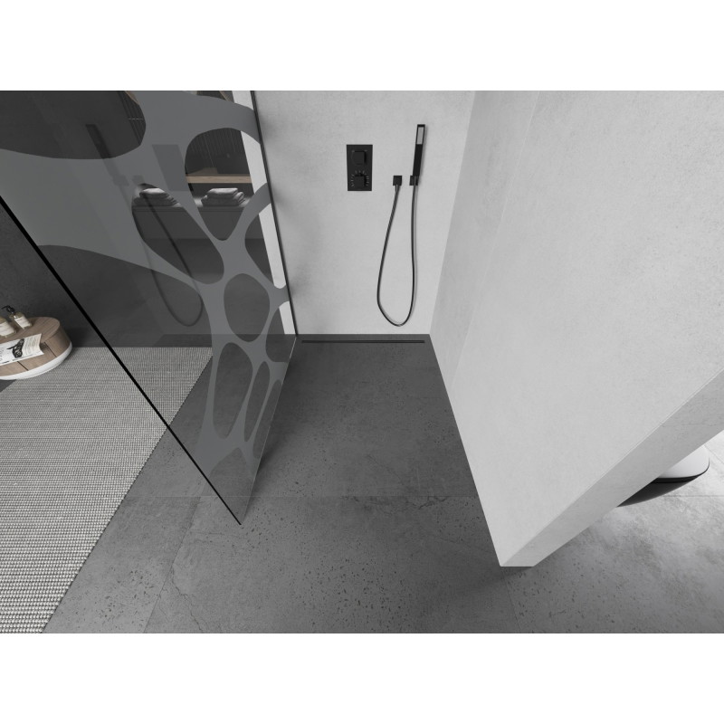 Mexen Kioto paroi de douche Walk-in 80 x 200 cm, vague blanche 8 mm, gun metal - 800-080-101-95-97