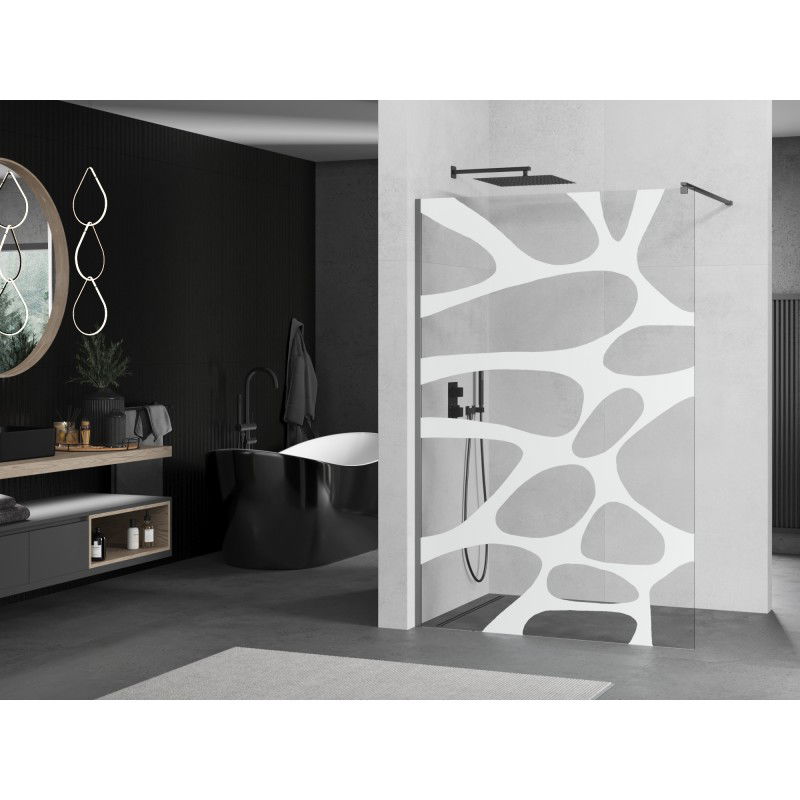 Mexen Kioto paroi de douche Walk-in 90 x 200 cm, vague blanche 8 mm, métal gun - 800-090-101-95-97