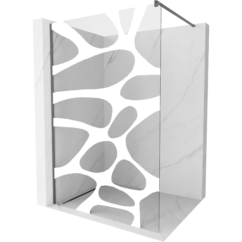 Mexen Kioto paroi de douche Walk-in 140 x 200 cm, motif blanc 8 mm, gun metal - 800-140-101-95-97