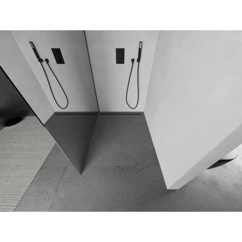 Mexen Kioto paroi de douche Walk-in 70 x 200 cm, miroir 8 mm, gun metal - 800-070-101-95-50