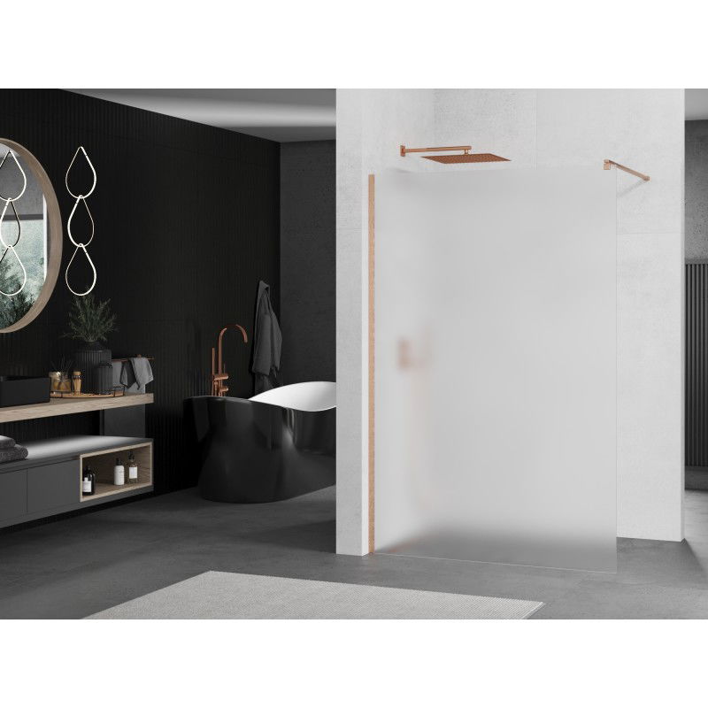 Mexen Kioto paroi de douche Walk-in 100 x 200 cm, givre 8 mm, cuivre brossé - 800-100-101-65-30