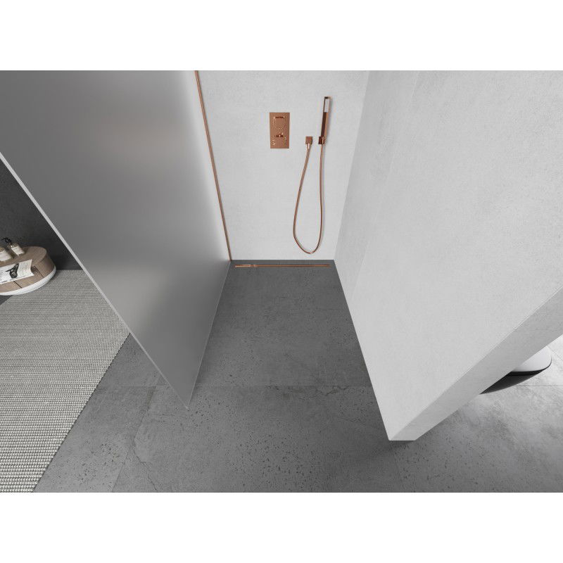 Mexen Kioto paroi de douche Walk-in 110 x 200 cm, givre 8 mm, cuivre brossé - 800-110-101-65-30