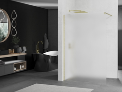 Mexen Kioto paroi de douche Walk-in 140 x 200 cm, verre dépoli 8 mm, finition dorée brossée - 800-140-101-55-30