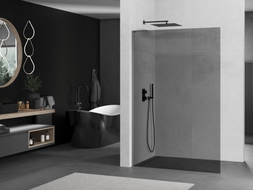 Mexen Kioto L paroi de douche Walk-in 110 x 200 cm, graphite, métal canon - 800-110-103-95-40