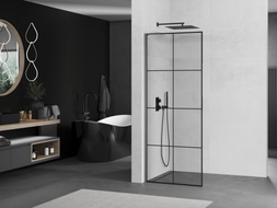 Mexen Kioto L paroi de douche Walk-in 90 x 200 cm, grille noire, métal canon - 800-090-103-95-77