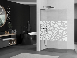 Mexen Kioto L paroi de douche Walk-in 70 x 200 cm, motif blanc, gun metal - 800-070-103-95-85