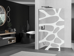 Mexen Kioto L paroi de douche Walk-in 70 x 200 cm, motif blanc, gun metal - 800-070-103-95-97