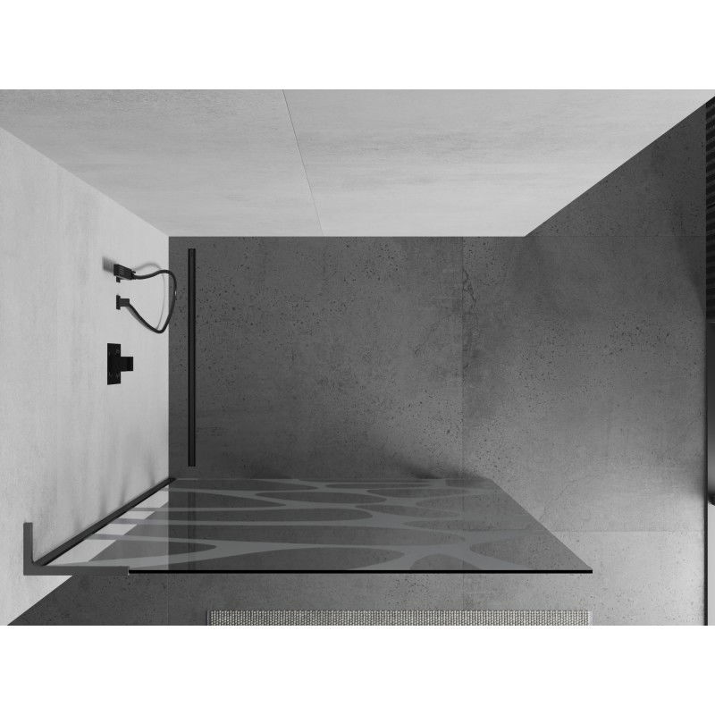 Mexen Kioto L paroi de douche Walk-in 80 x 200 cm, vague blanche, gun metal - 800-080-103-95-97