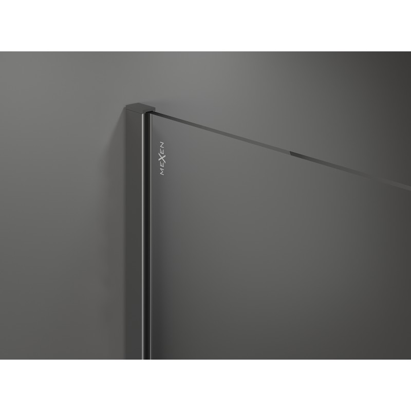 Mexen Kioto paroi de douche Walk-in 100 x 200 cm, motif noir 8 mm, gun metal - 800-100-101-95-78