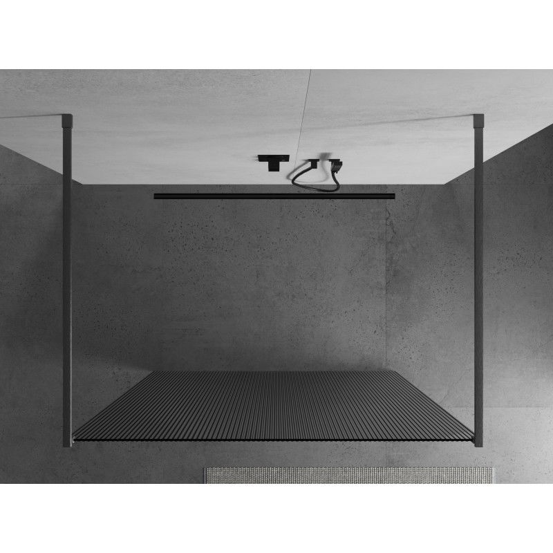 Mexen Kioto paroi de douche autoportante 120 x 200 cm, rayée 8 mm, gris canon brossé - 800-120-002-66-09