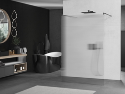 Mexen Kioto paroi de douche autoportante 130 x 200 cm, rayures 8 mm, gris canon brossé - 800-130-002-66-09