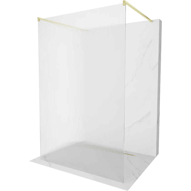 Mexen Kioto paroi de douche libre 140 x 200 cm, verre trempé 8 mm, doré brossé - 800-140-002-55-09