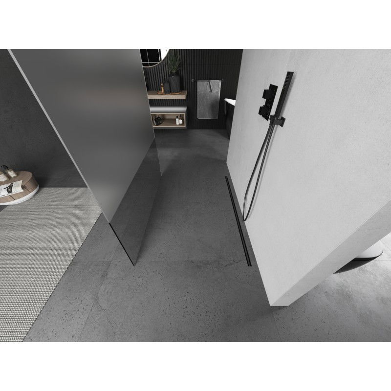 Mexen Kioto paroi de douche autoportante 130 x 200 cm, transparent/givré 8 mm, gun metal - 800-130-002-95-35