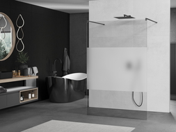 Mexen Kioto paroi de douche autonome 140 x 200 cm, transparent/opaque 8 mm, gun metal - 800-140-002-95-35