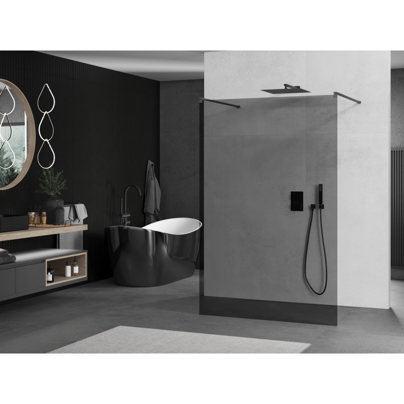 Mexen Kioto paroi de douche autoportante 140 x 200 cm, graphite 8 mm, gun metal - 800-140-002-95-40