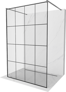 Mexen Kioto paroi de douche autoportante 140 x 200 cm, grille noire 8 mm, métal gun - 800-140-002-95-77