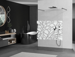 Mexen Kioto paroi de douche autoportante 100 x 200 cm, motif blanc 8 mm, métal gun - 800-100-002-95-85