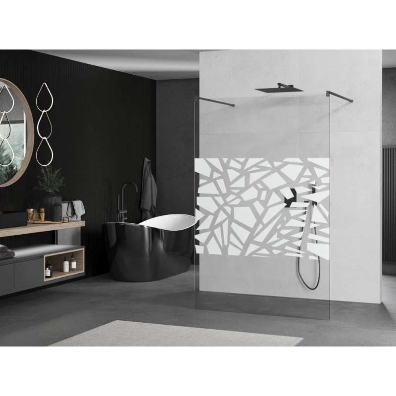 Mexen Kioto paroi de douche autoportante 120 x 200 cm, motif blanc 8 mm, gun metal - 800-120-002-95-85